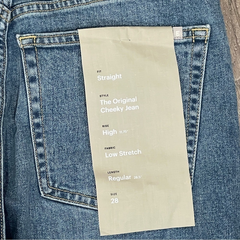 NWT Size 28 Everlane Straight Fit The Original Cheeky Jean High Rise Low Stretch - Picture 9 of 10